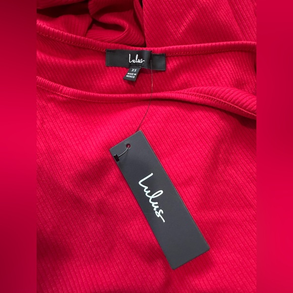 Lulus Spice Things Up red ribbed one-shoulder cutout midi dress XS - Picture 5 of 6